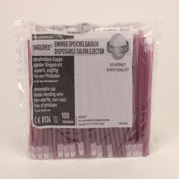 Speichelsauger lose Kappe magenta 100St