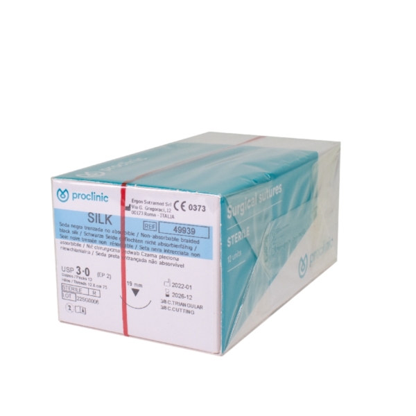 Nahtmaterial Seide 3/0 -3/8-T.-19mm Dtz