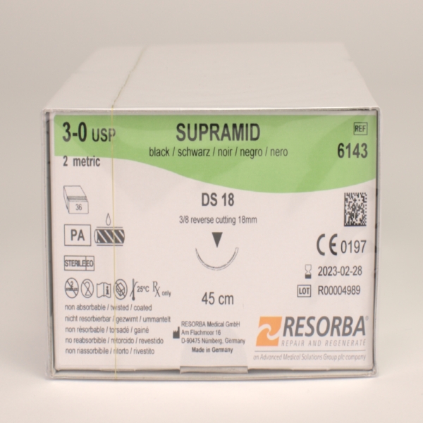 Supramid schwarz 3/0 DS-18  3Dtz