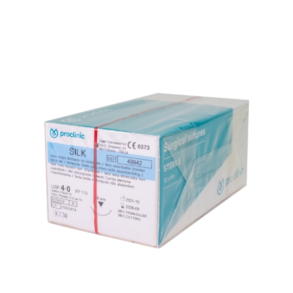 Nahtmaterial Seide 4/0 -3/8-T.-19mm Dtz